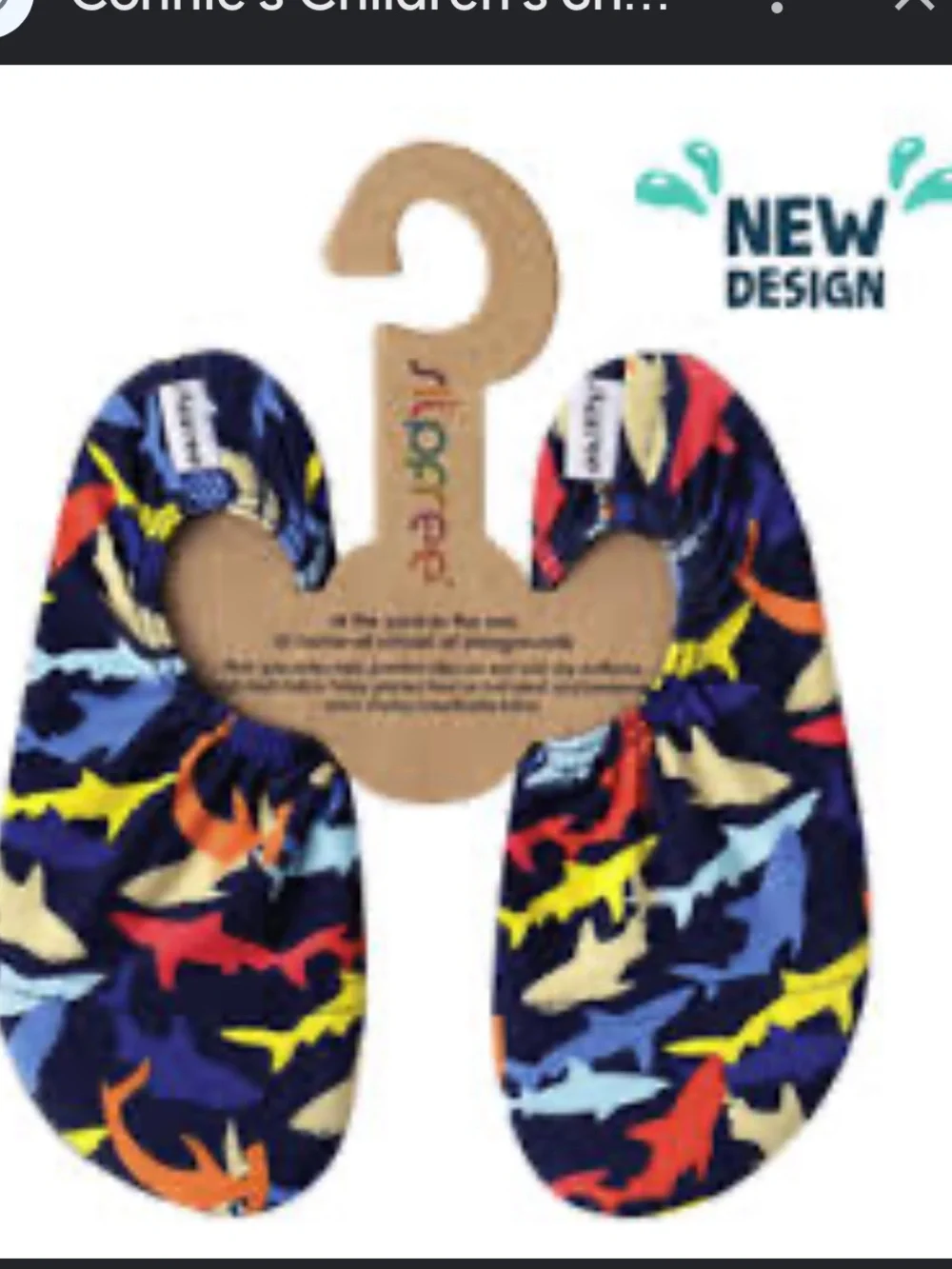 6/$20 SLIPFREE Women's Shark-Print Slip-On Water/Yoga Shoes M 8/9 NWT